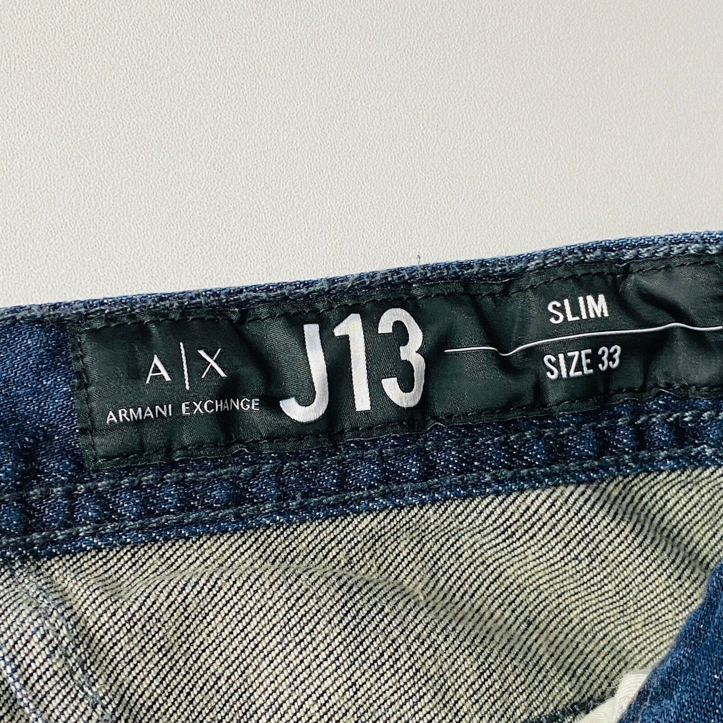 ARMANI EXCHANGE J13 Mens Dark Blue Stretch Slim Fit Jeans Size W33