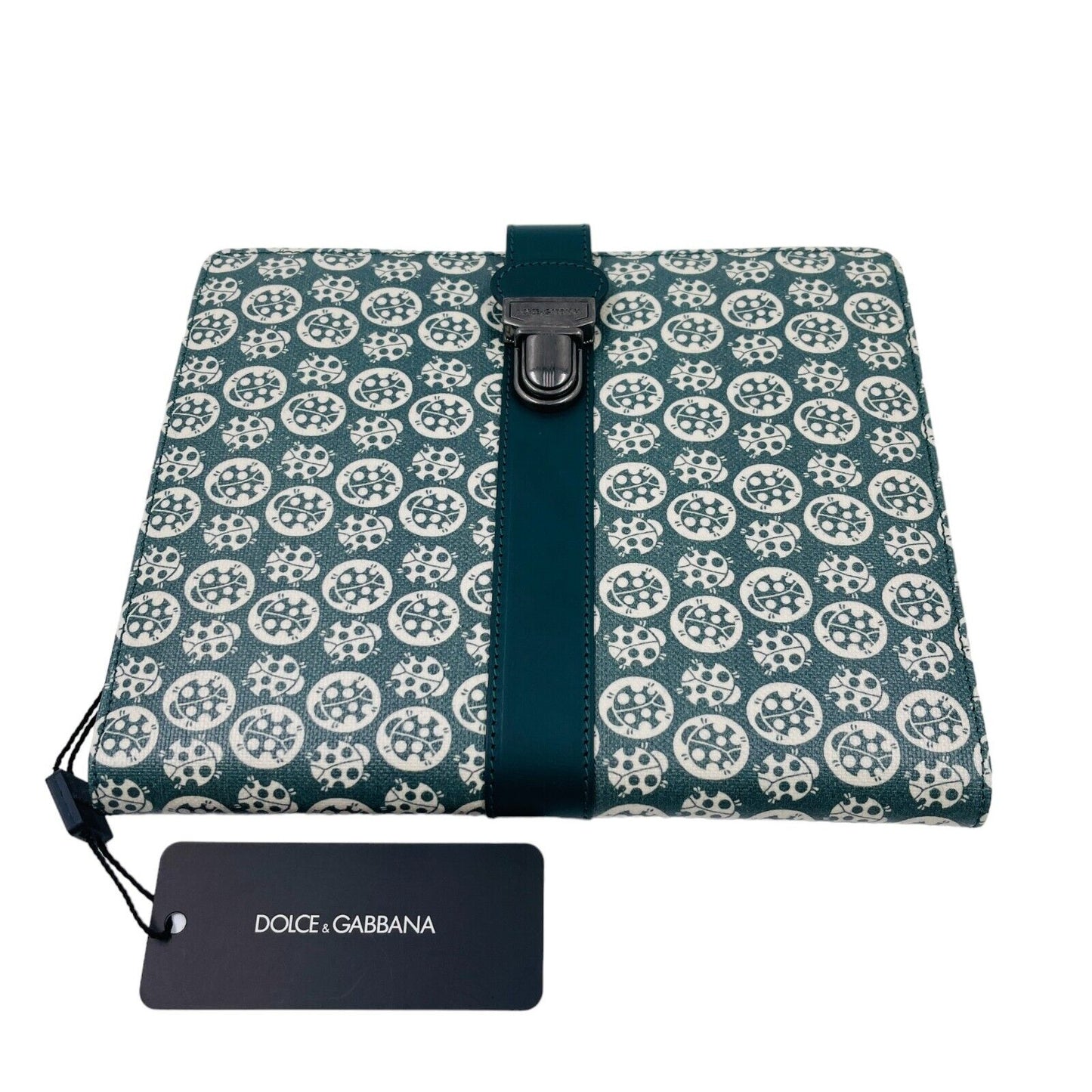 Dolce & Gabbana Green Leather Tablet Documents Case Bag