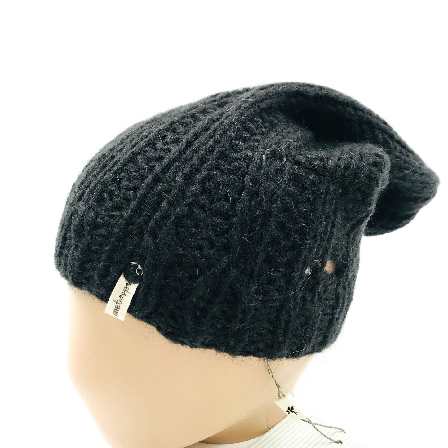 One Teaspoon Black Loose Beanie Hat One Size