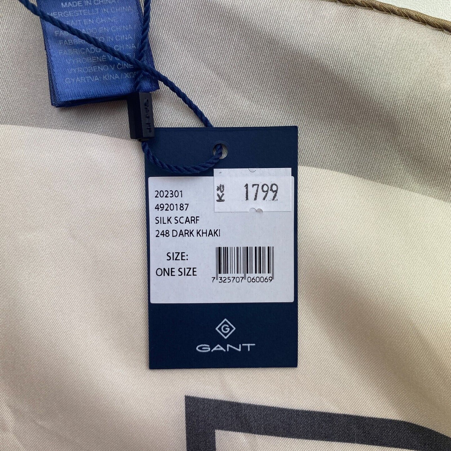 GANT Women Beige Logo Silk Scarf One Size