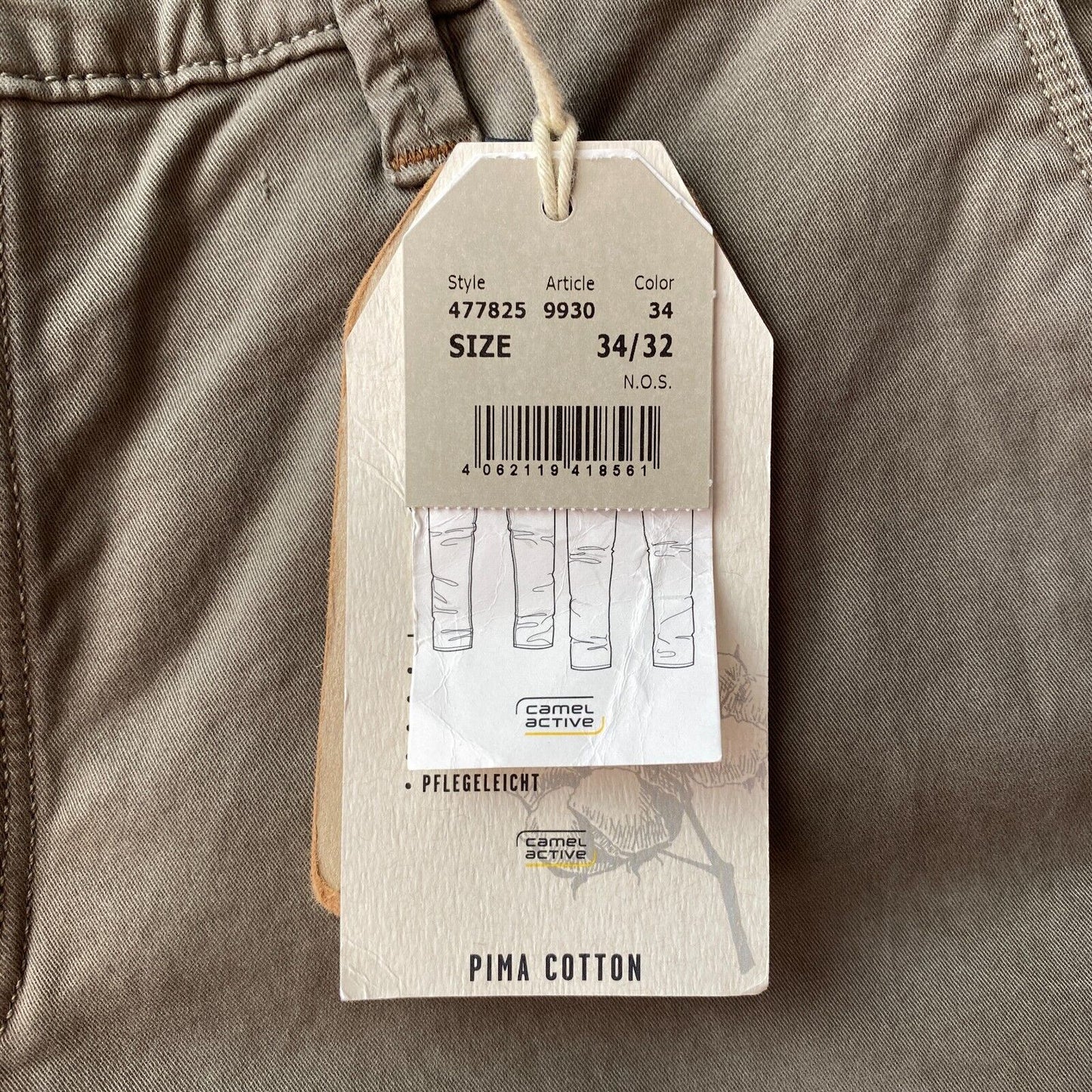 CAMEL ACTIVE MADISON Braune moderne Slim Fit Chinohose, Größe W34 L32