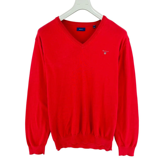 GANT Red Cotton V Neck Sweater Pullover Size 2XL XXL