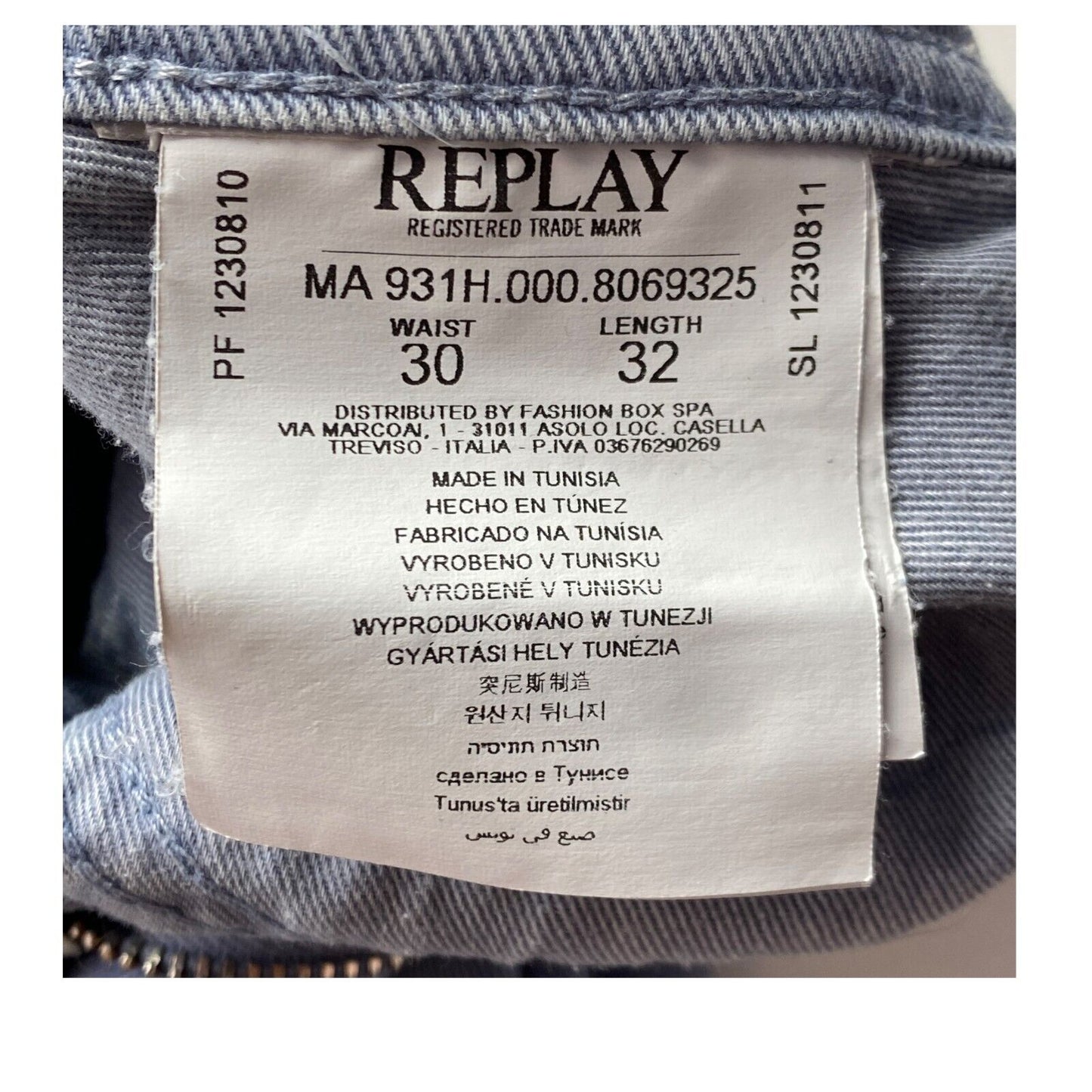 Replay JONDRILL Light Blue Stretch Skinny Fit Jeans W30 L32