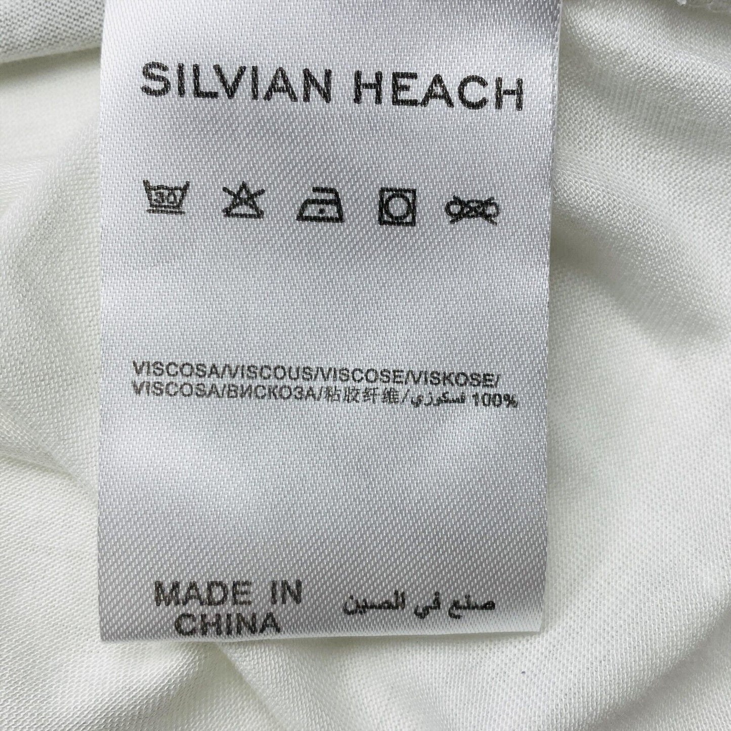 SILVIAN HEACH White Asymmetric Short Sleeve Round Neck T-Shirt Top Size S L