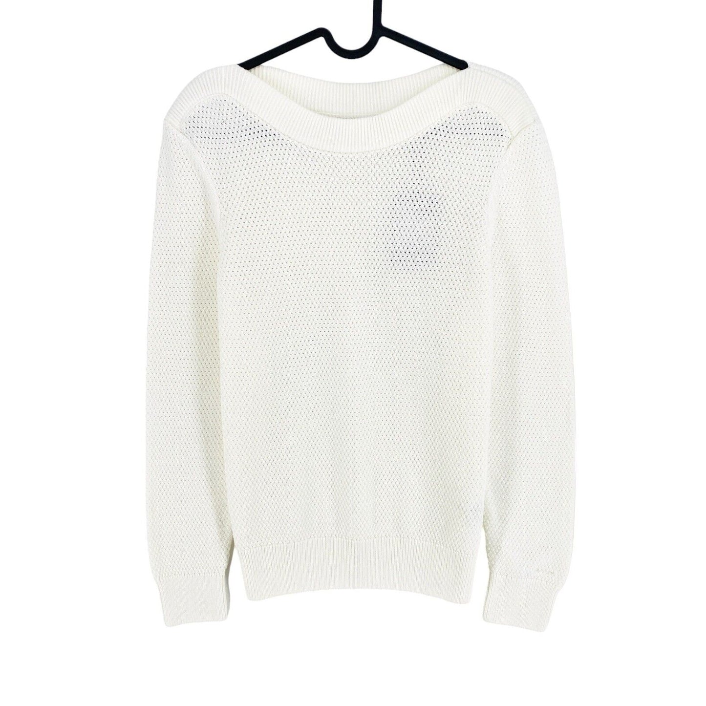 GANT White Cotton Texture Boat Neck Jumper Sweater Size S