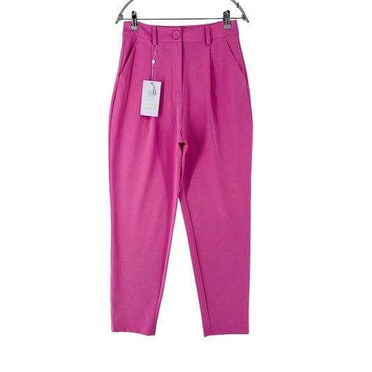 LOVE & DIVINE Women Pink High Waist Regular Tapered Fit Dress Trousers M W27