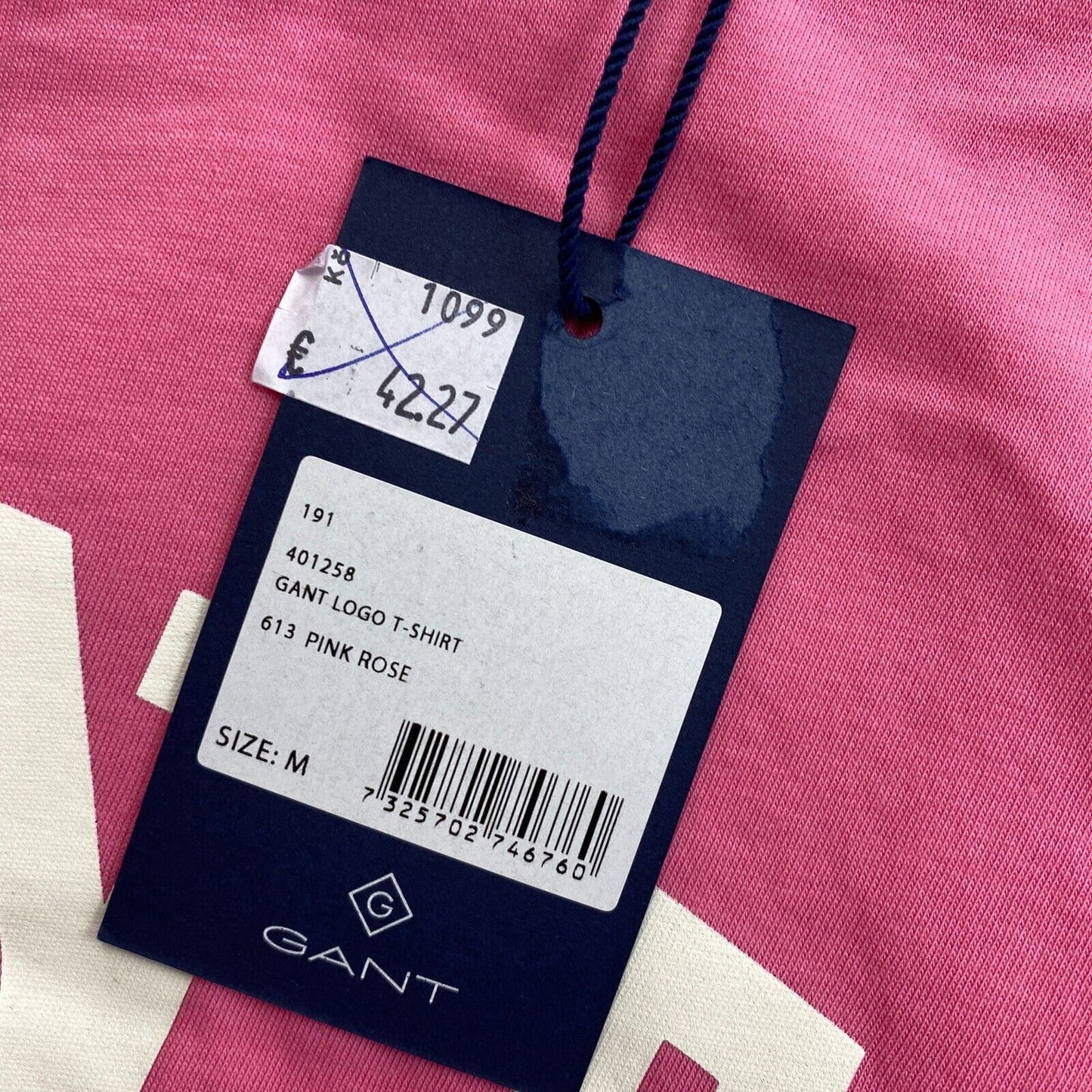 GANT Pink Logo Crew Neck T Shirt Size M