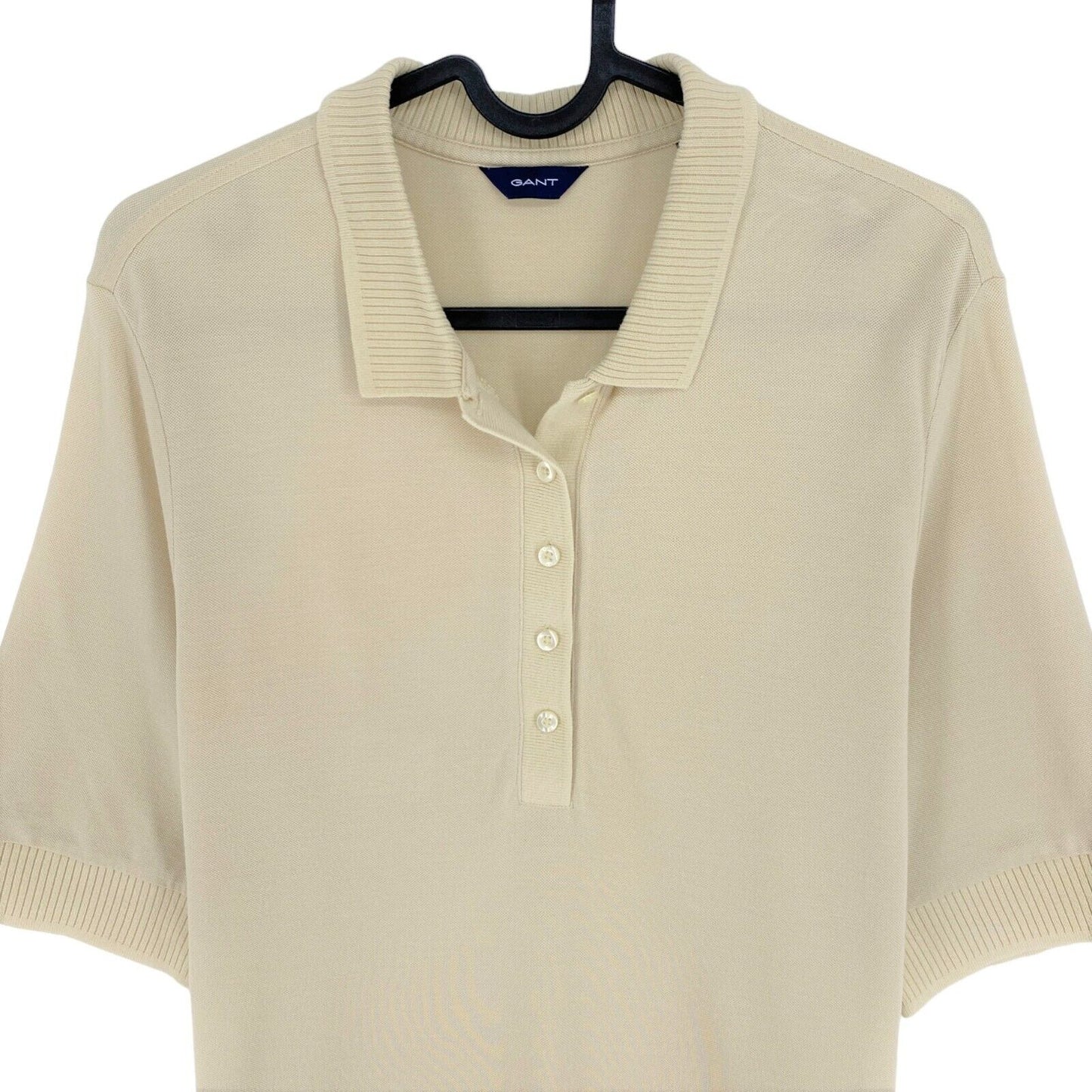 GANT Braunes Piqué-Poloshirt mit Kragen und Detail, Größe L