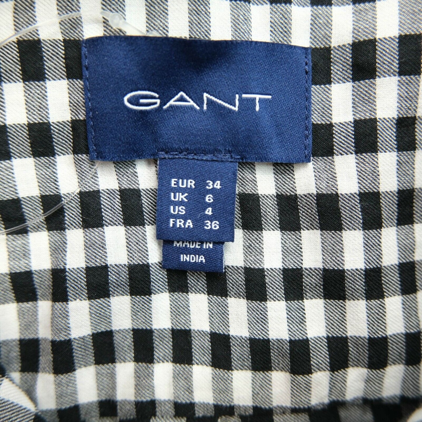 GANT Black Check Print Relaxes Shirt Size EU 34 UK 6 US 4