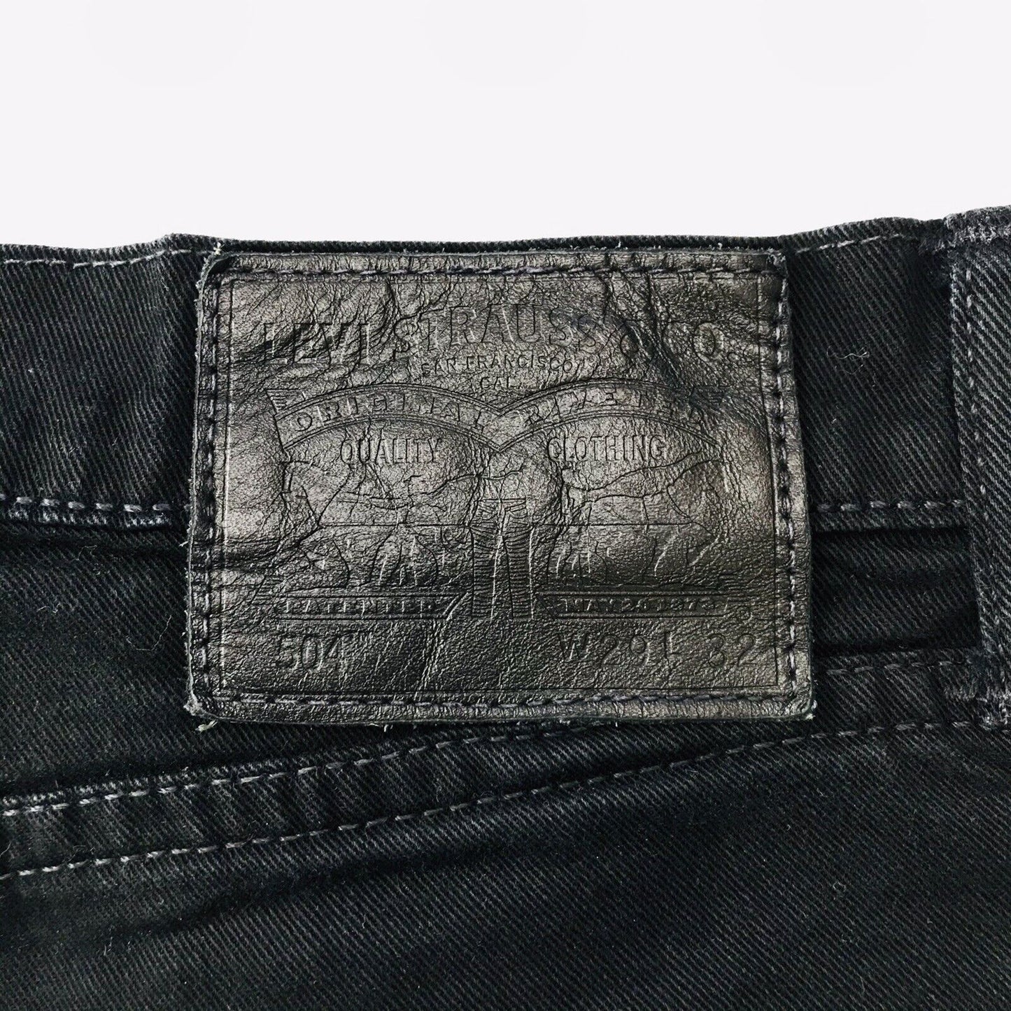 Levi‘s 504 Black Stretch Straight Regular Fit Jeans Size W29 L32