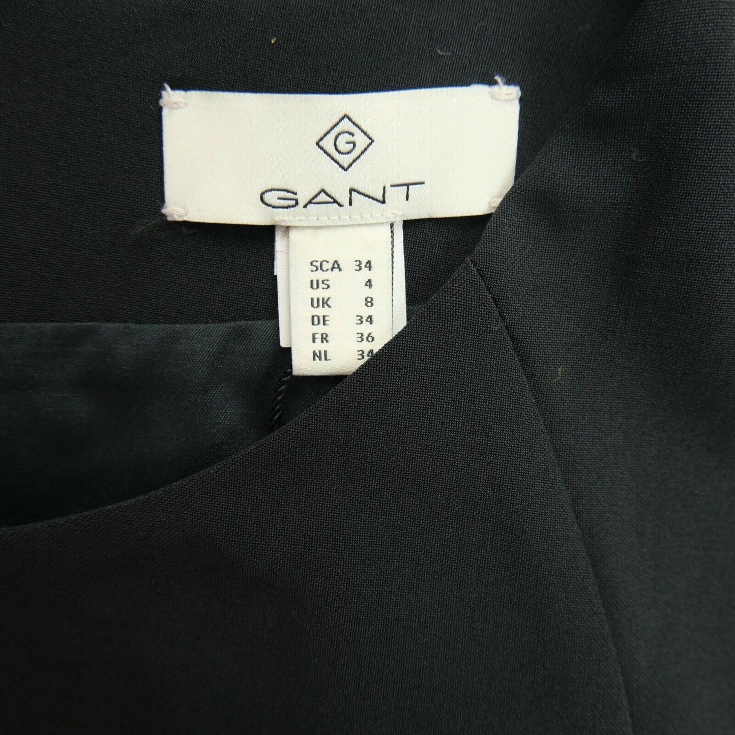 GANT Schwarzes Bleistiftkleid mit kurzen Ärmeln und Rundhalsausschnitt, Größe EUR 34 UK 8 US 4