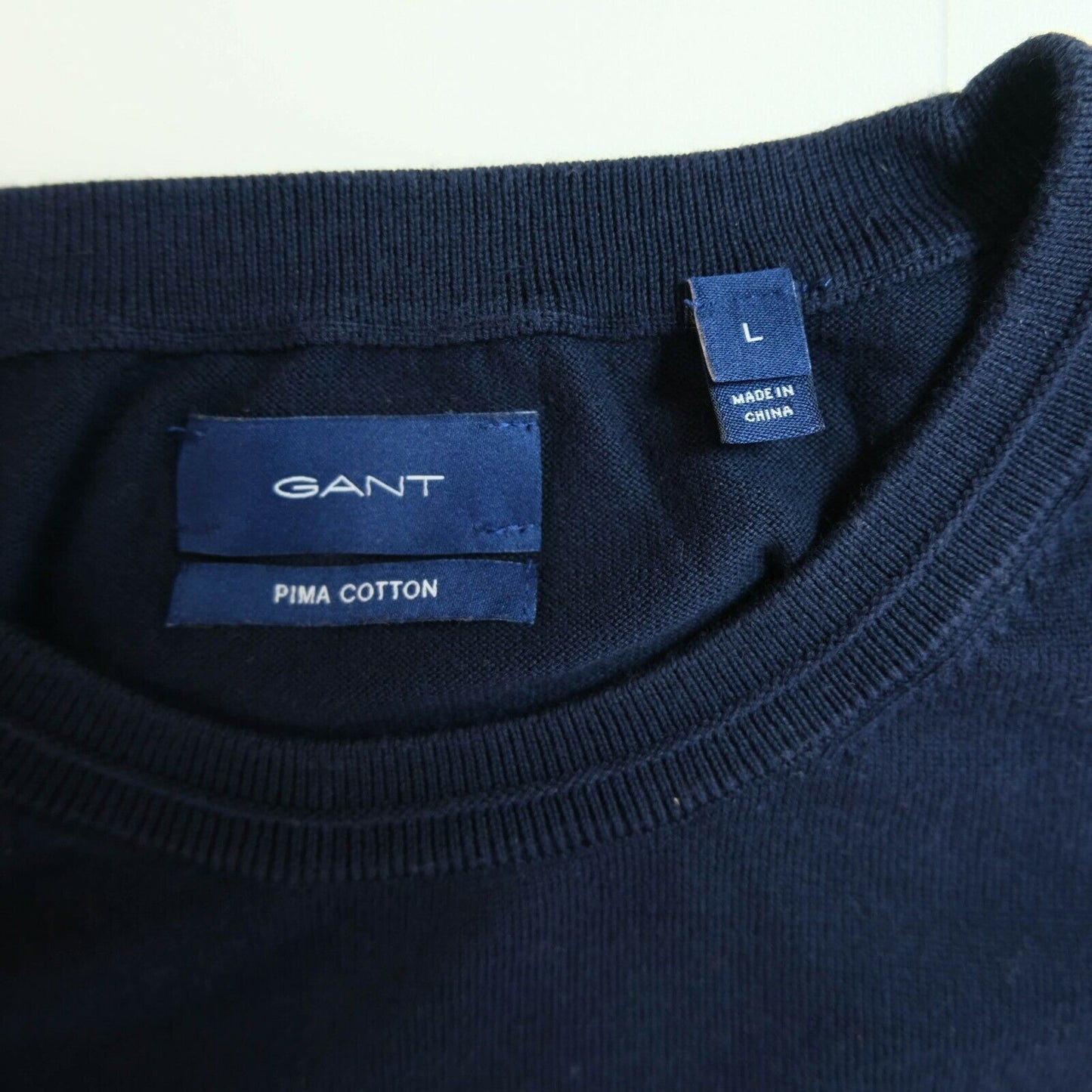 GANT Blue Crew Neck Pima Cotton Jumper Sweater Pullover Size L