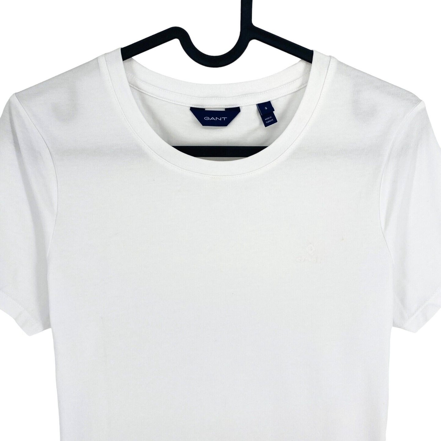 GANT Women White CTN/ELA Crew Neck SS T Shirt Size S