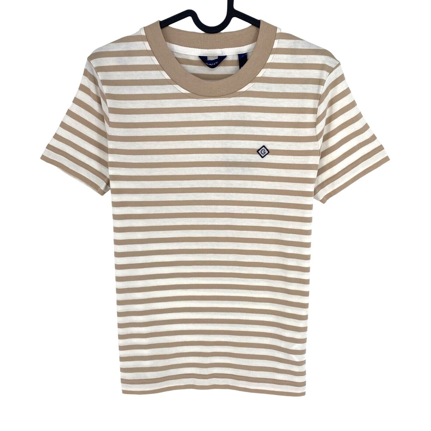 GANT Women Brown Striped Icon G Crew Neck T Shirt Size S