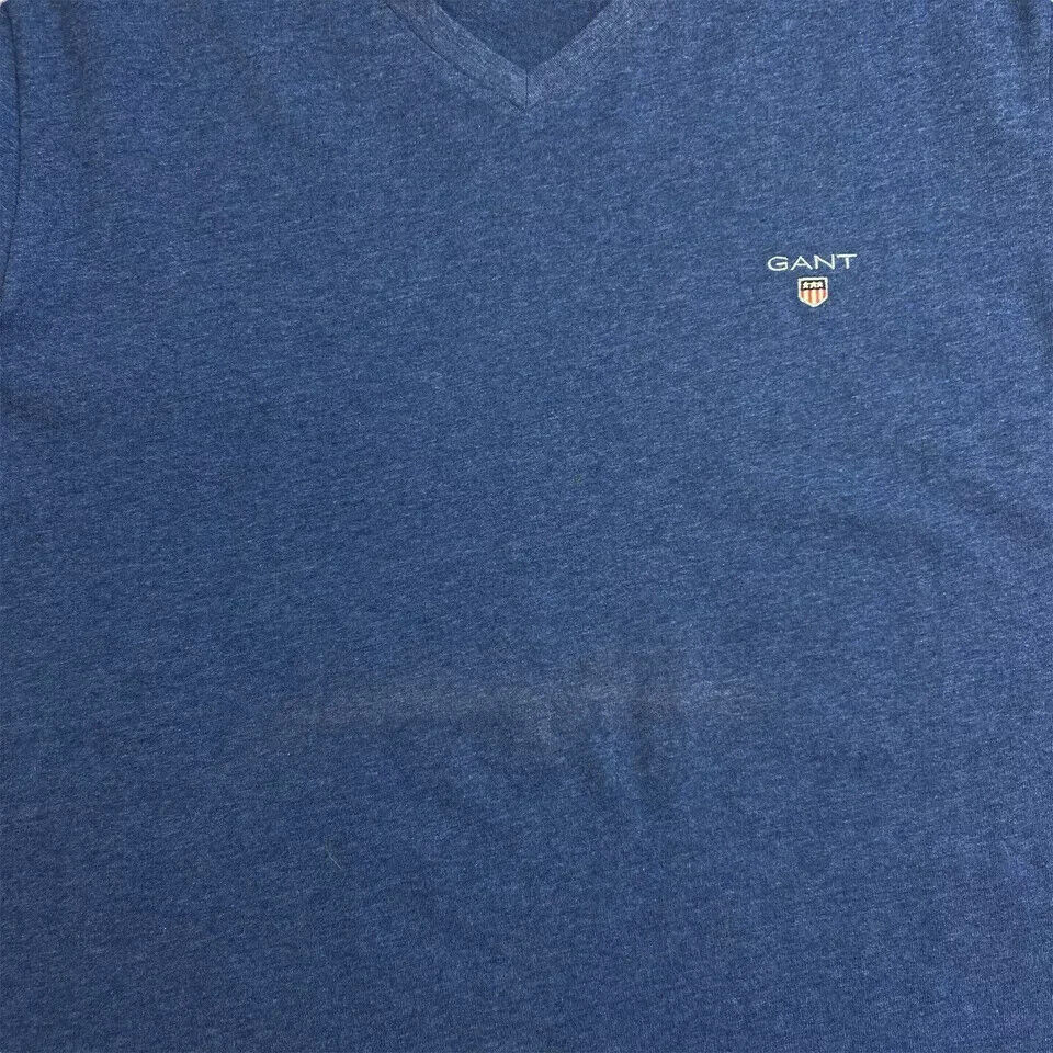 GANT Mens Navy Blue Original Slim V Neck T Shirt Size M