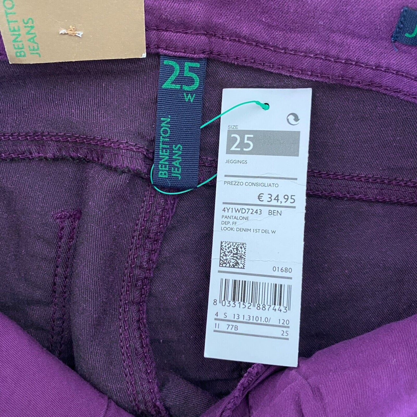 BENETTON Women Purple Skinny Fit Jeggings Jeans Size W25