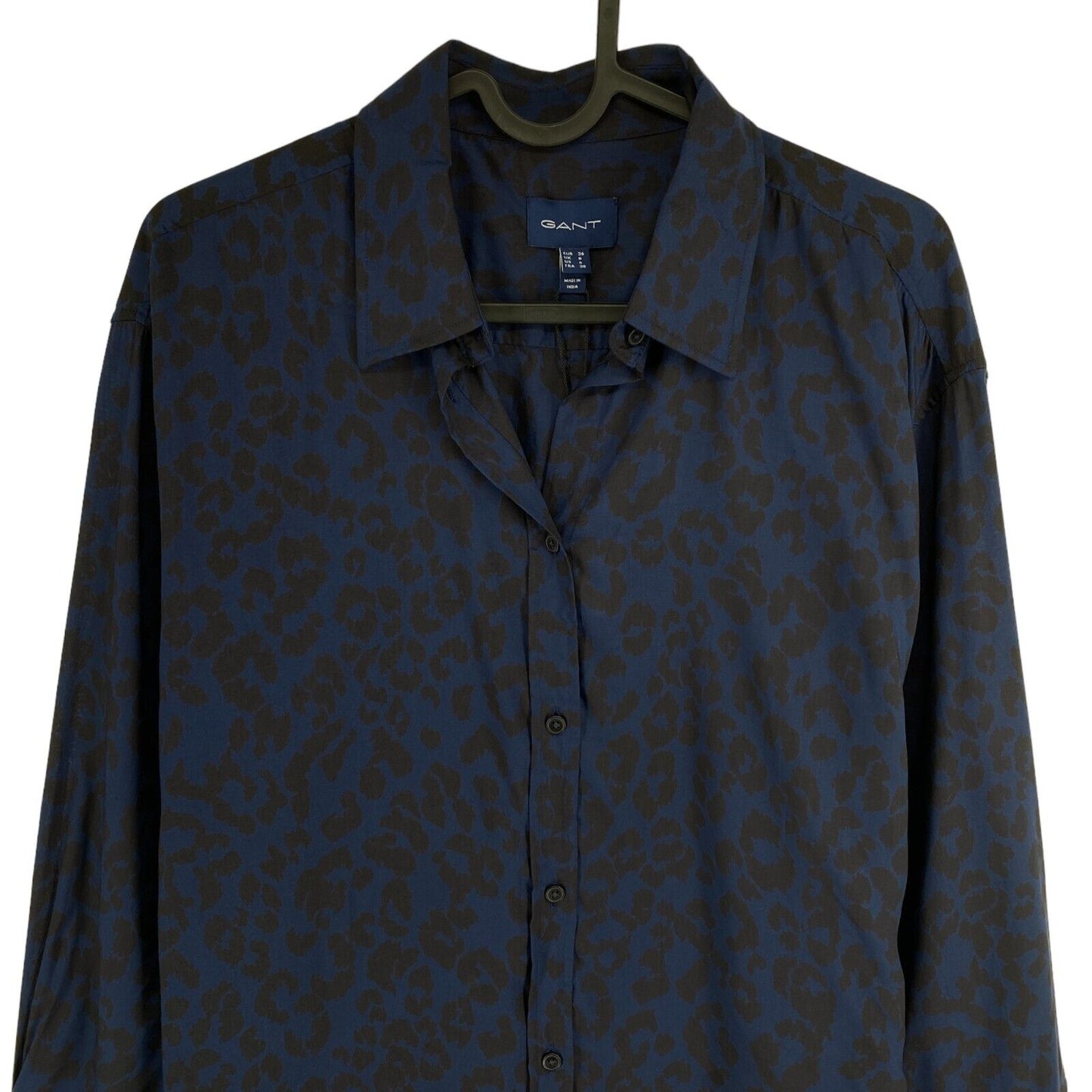 GANT Navy Blue Leopard Print Shirt Size EU 36 UK 8 US 6