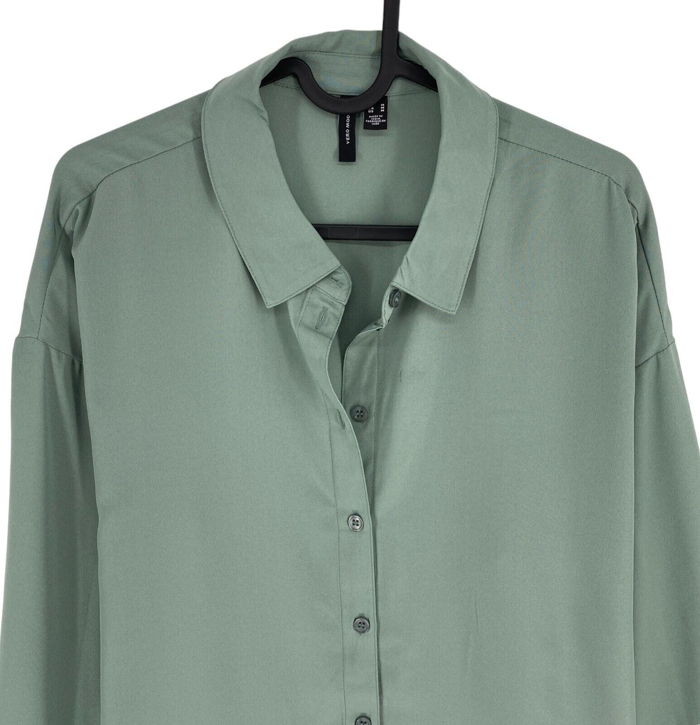 VERO MODA Womens Green Loose Long Sleeves Shirt Size M