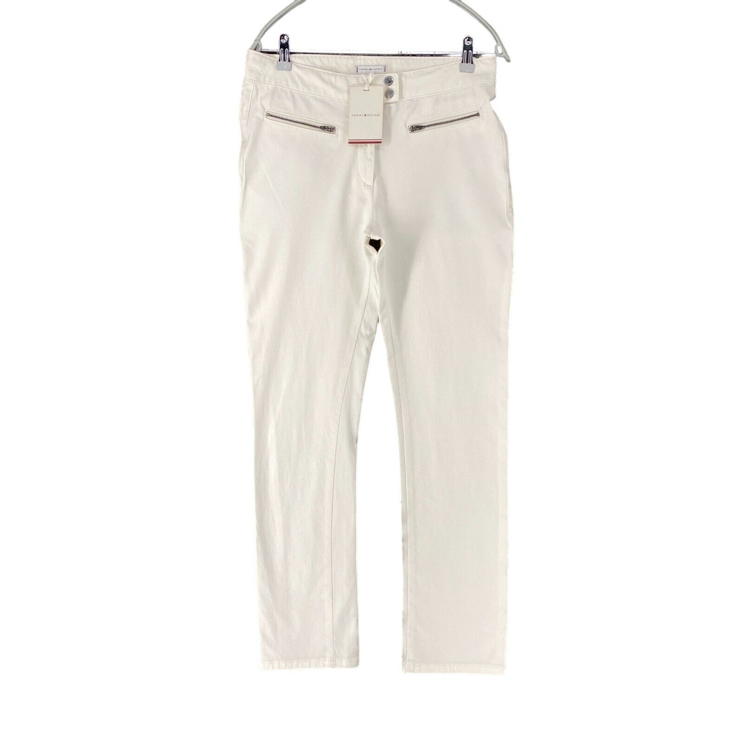 Tommy Hilfiger Women White Slim Straight Fit Trousers EUR 38 UK 10 US 6 W30