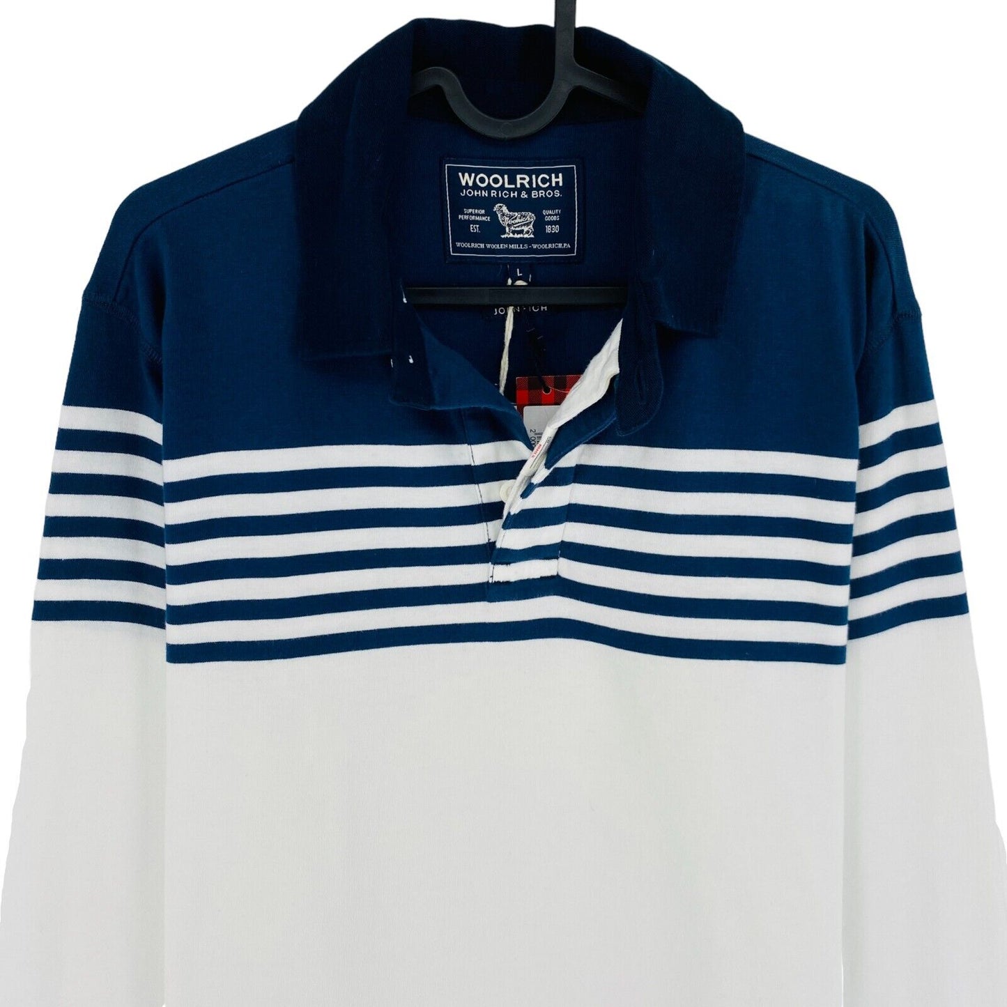 WOOLRICH White Long Sleeve Rugby Polo Sweater Jumper L