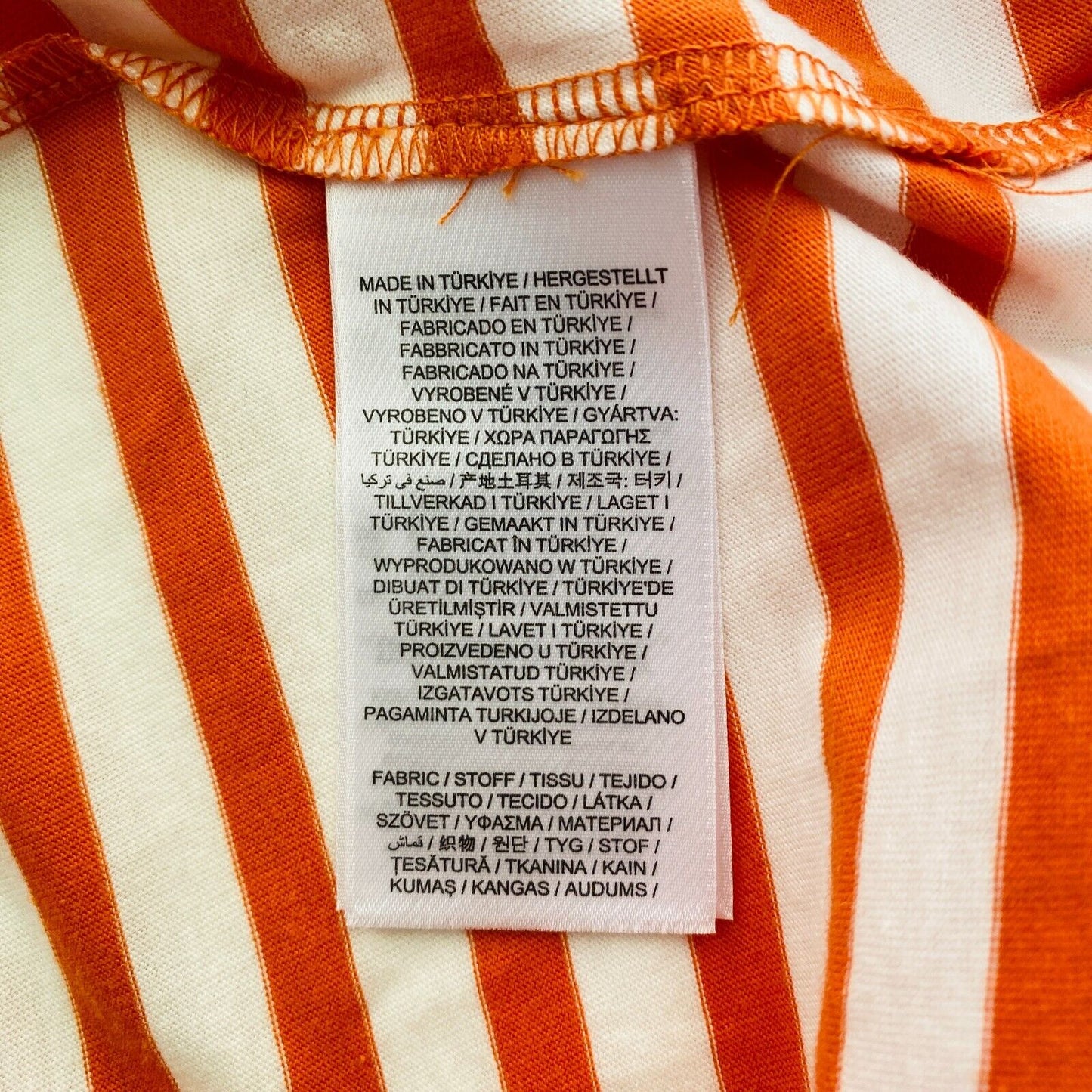 GANT Women Orange Icon G Striped Crew Neck T Shirt Size S