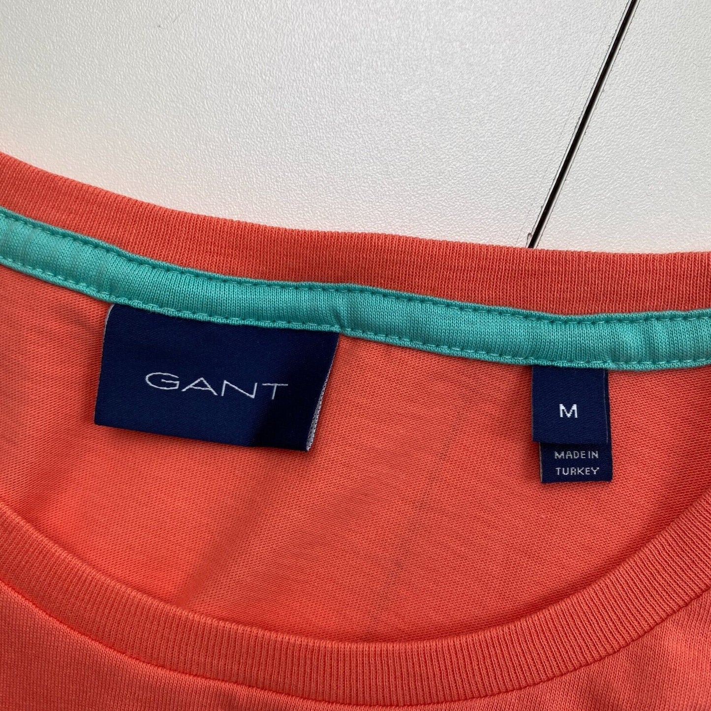 GANT Pink Orange Contrast Logo Crew Neck T-Shirt Size M