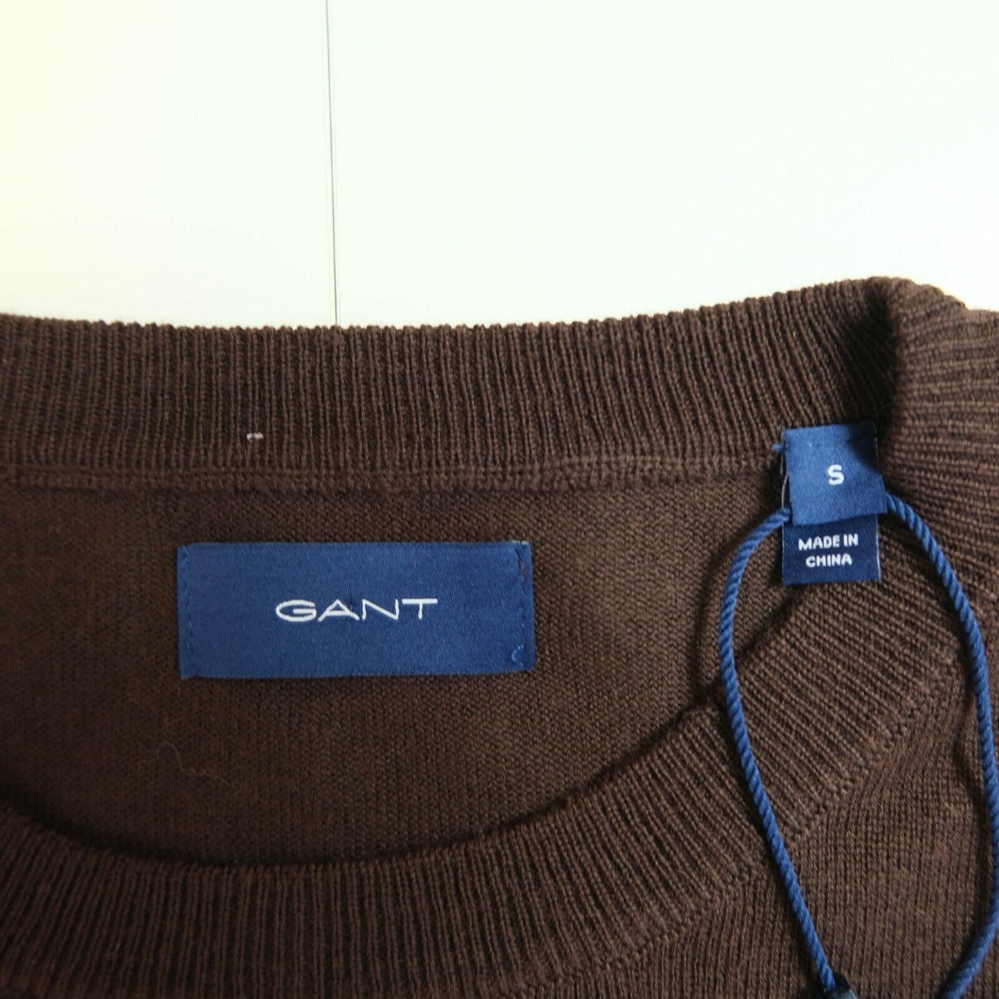 GANT Brown Crew Neck Fine Merino Wool Jumper Sweater Top Size S