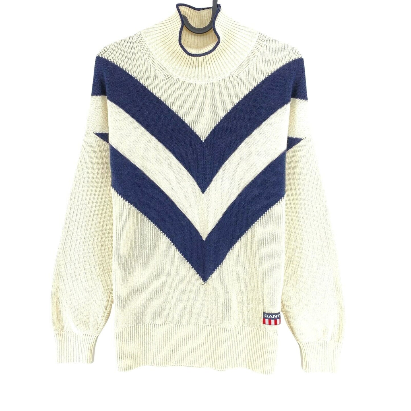 GANT Beige Cotton High Neck Jumper Sweater Size XS