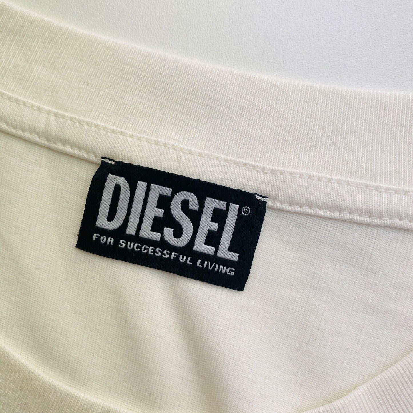 DIESEL White With Spray Can Print Crew Neck T Shirt Size M