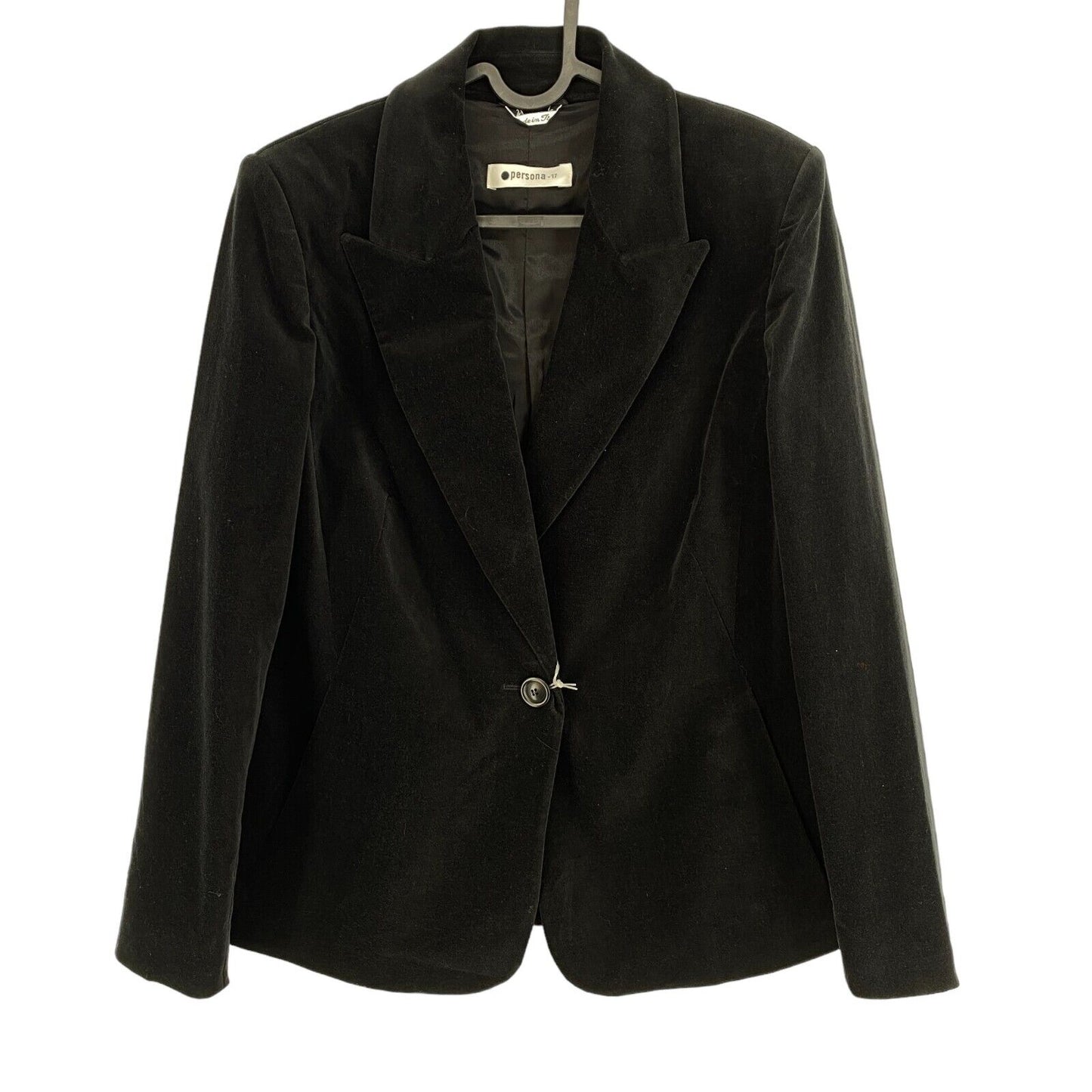 PERSONA Black Velvet Blazer Jacket Size EUR 38 UK 10 US 8