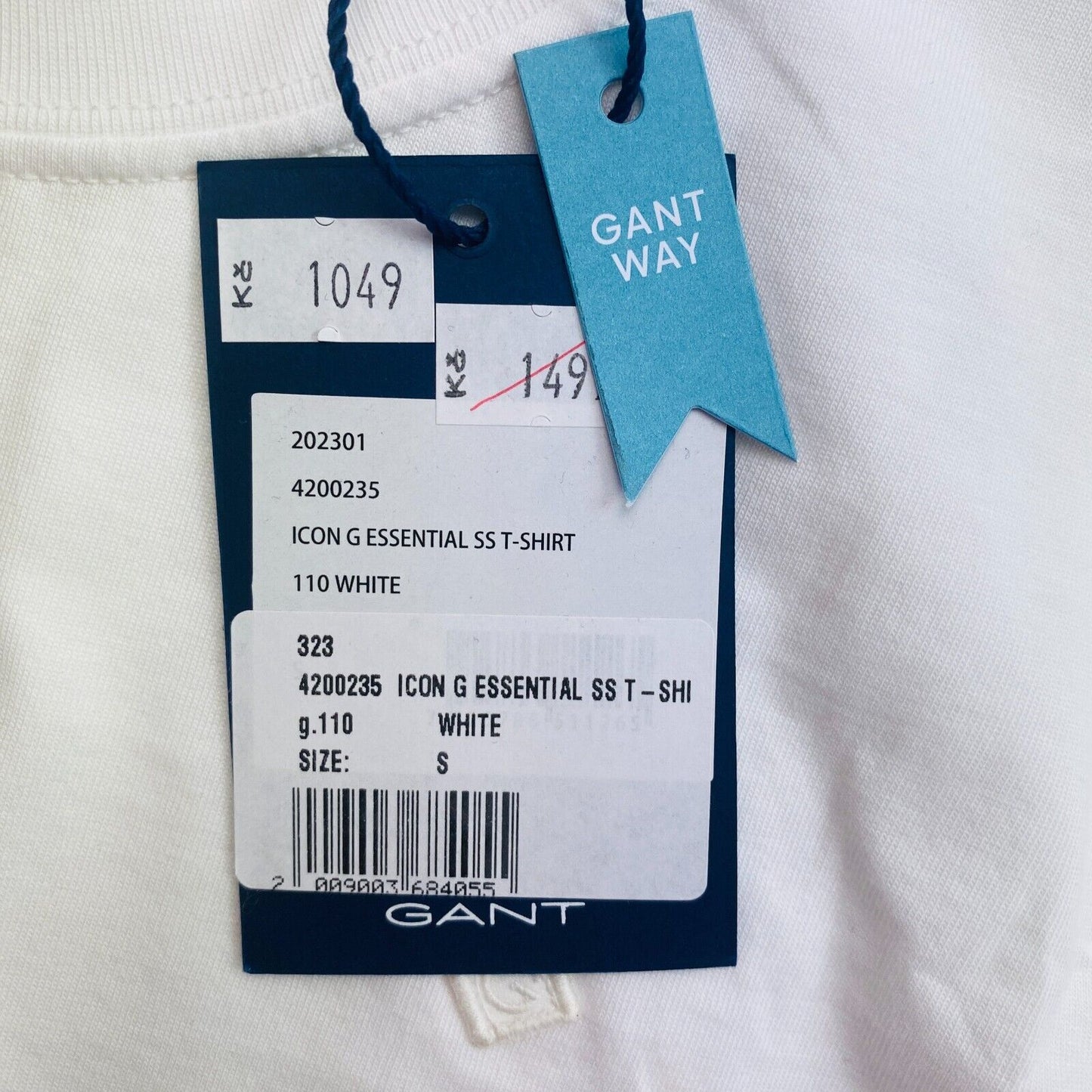 GANT Women White Icon G Essential Crew Neck Short Sleeve T Shirt Size S