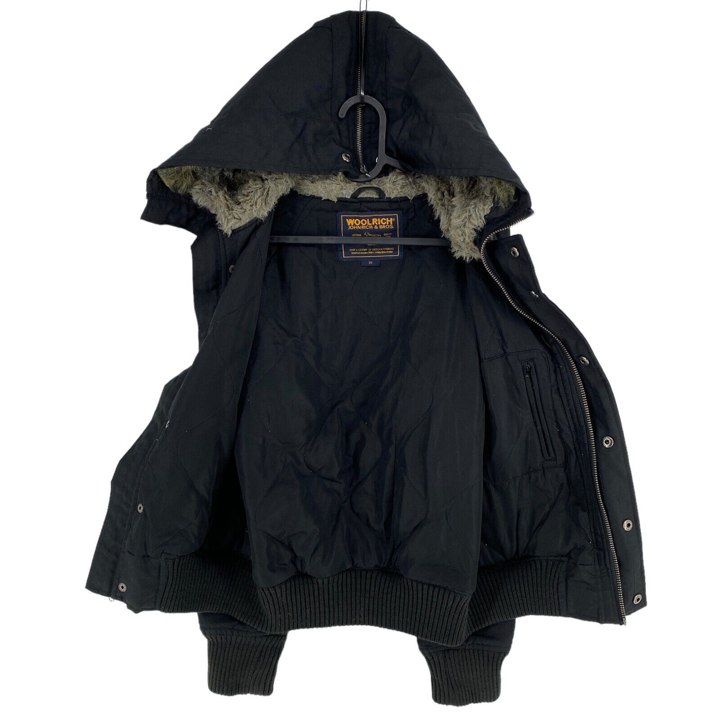 WOOLRICH Black Hooded Jacket Coat Size XS