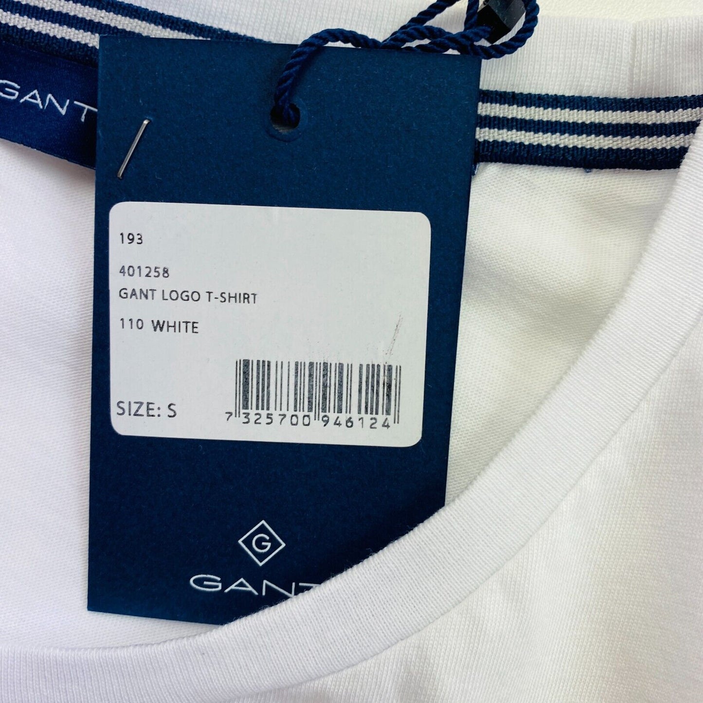 GANT White Logo Crew Neck T Shirt Size S