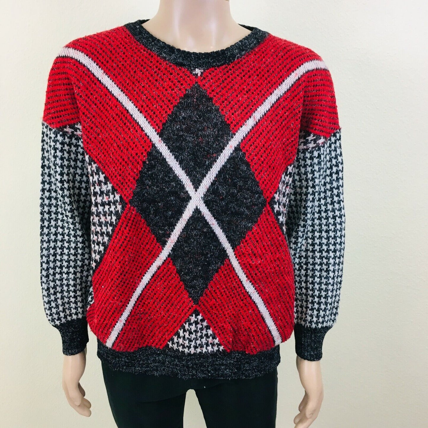 Cosby Vintage Retro 90s Red Sweater Jumper Size L Made in Italy!