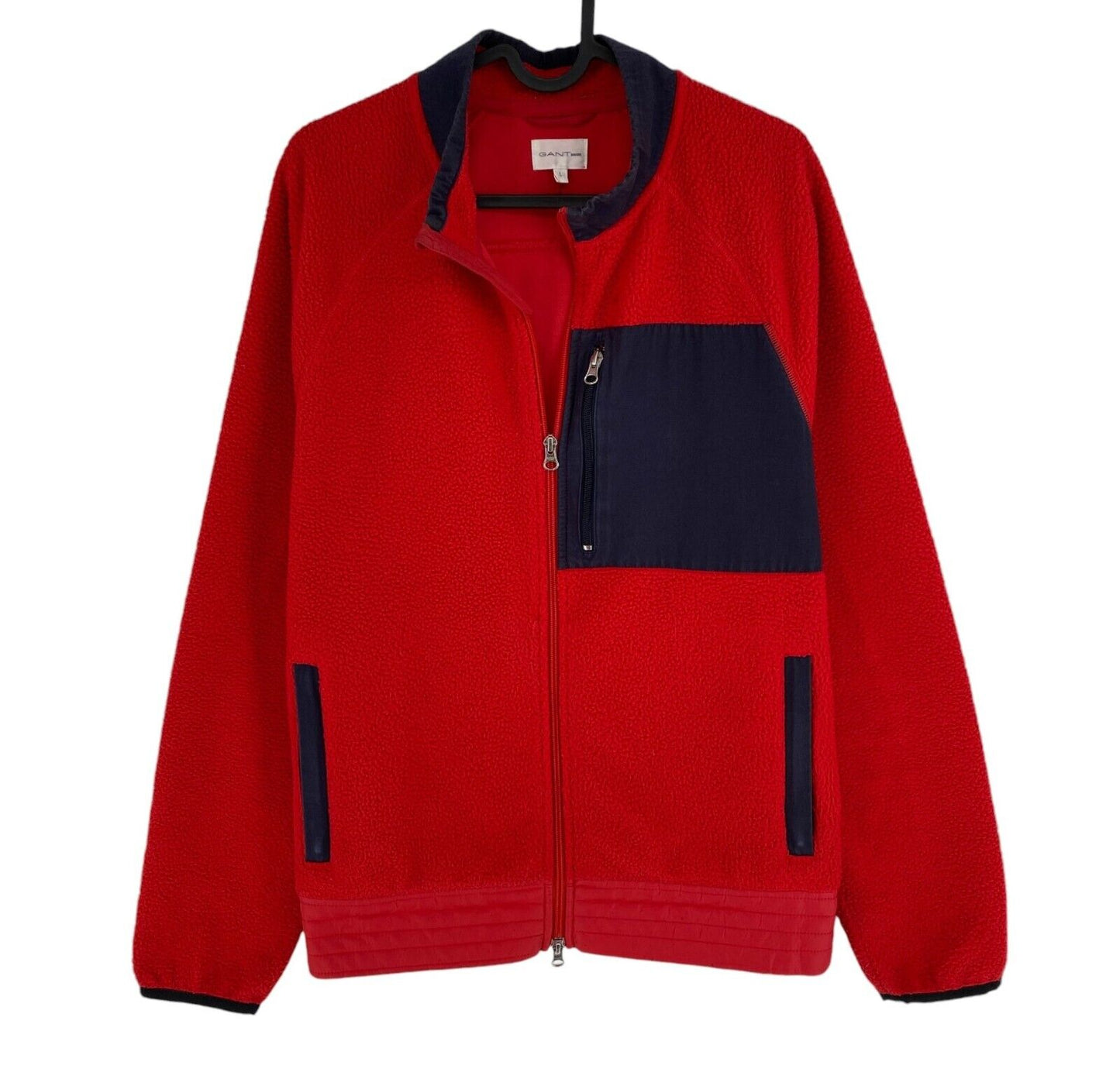 GANT Rugger Men Red Fleece Full Zip Jacket Coat Size L