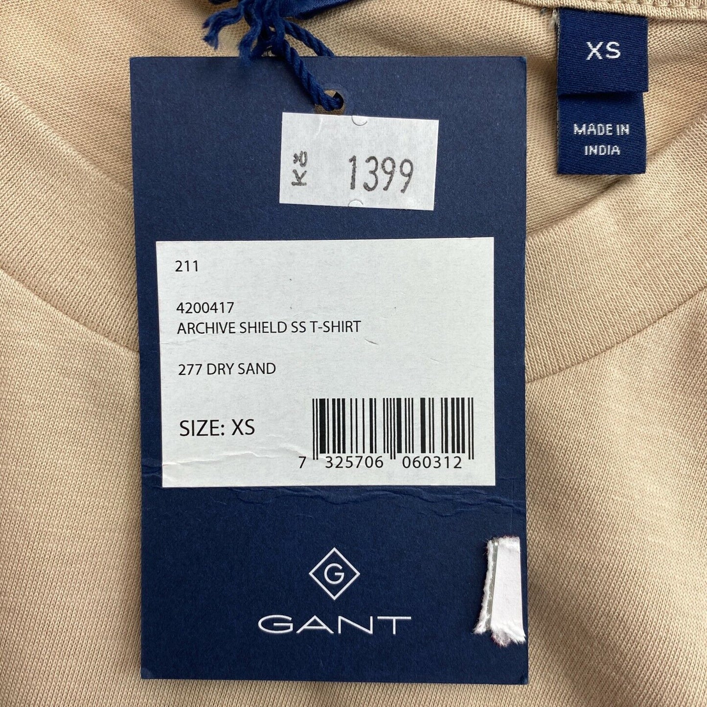 GANT Brown Archive Shield Crew Neck T Shirt Size XS