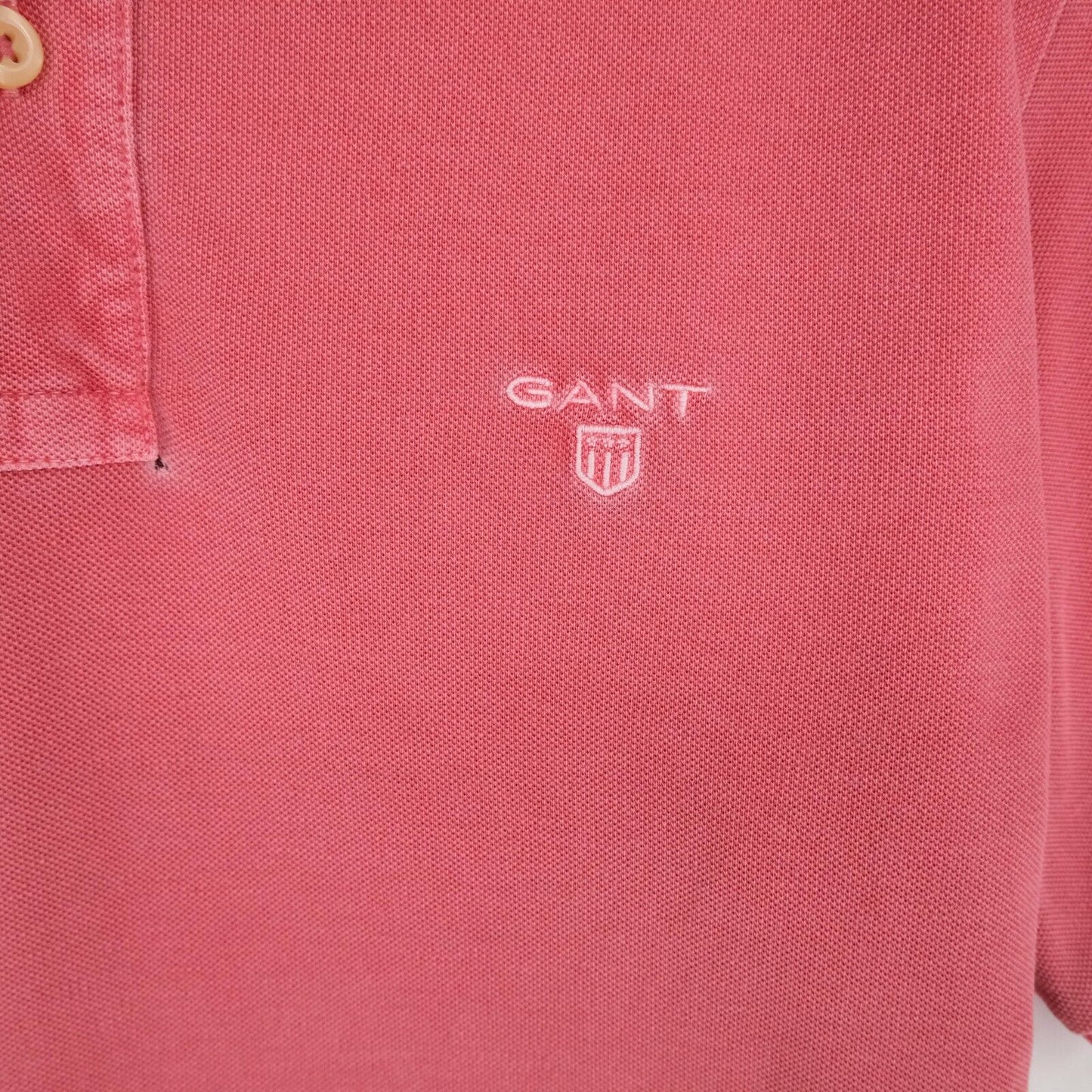 GANT Pink Sun Bleached Lock Up Logo Polo Neck T Shirt Size S L