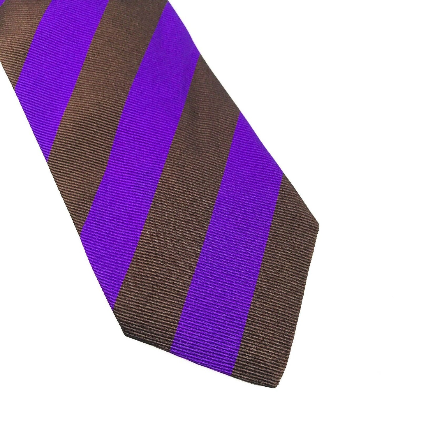 RRP €99 Henry Cottons Brown Purple 100% Silk Tie