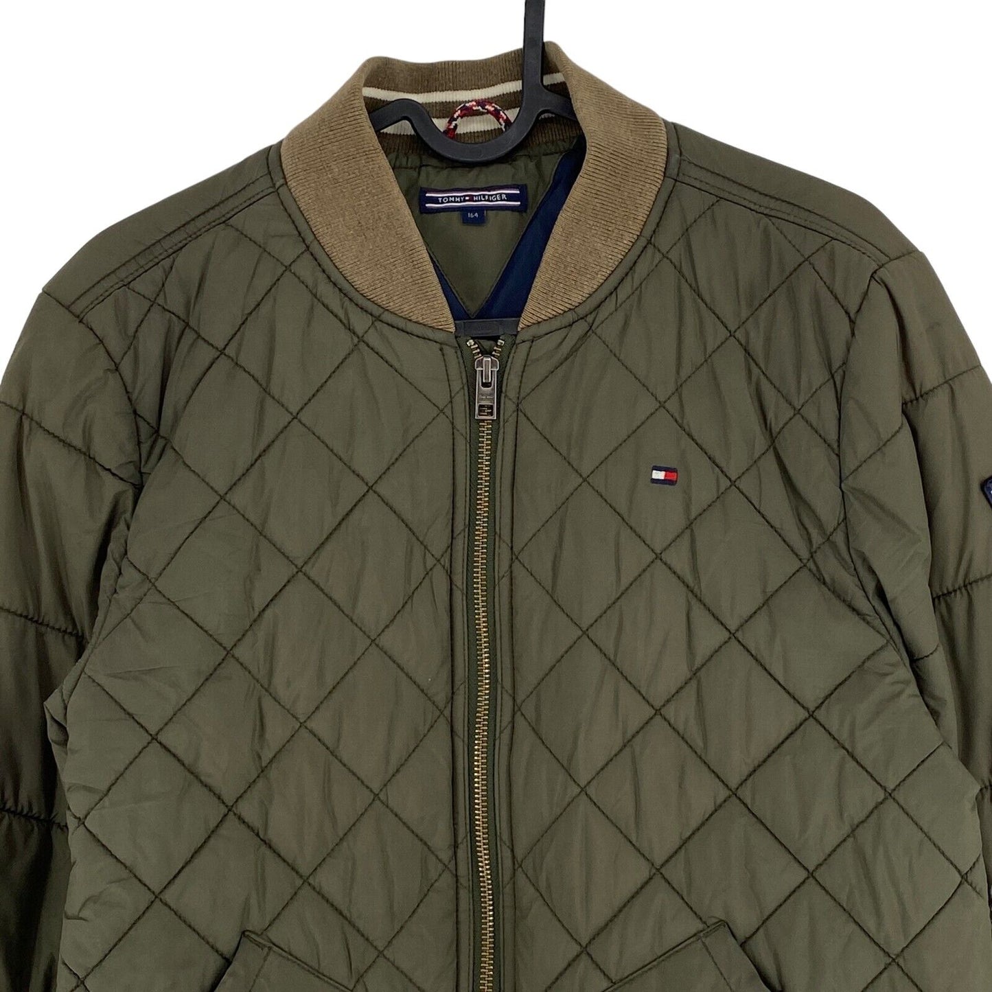 TOMMY HILFIGER Manteau Veste Matelassé Vert Foncé Taille 14 Ans 164 Cm