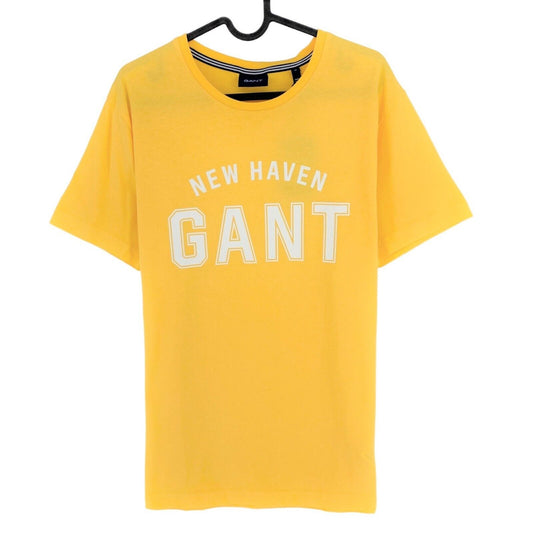 GANT T-Shirt mit Rundhalsausschnitt und Logo, Gelb, Größe M