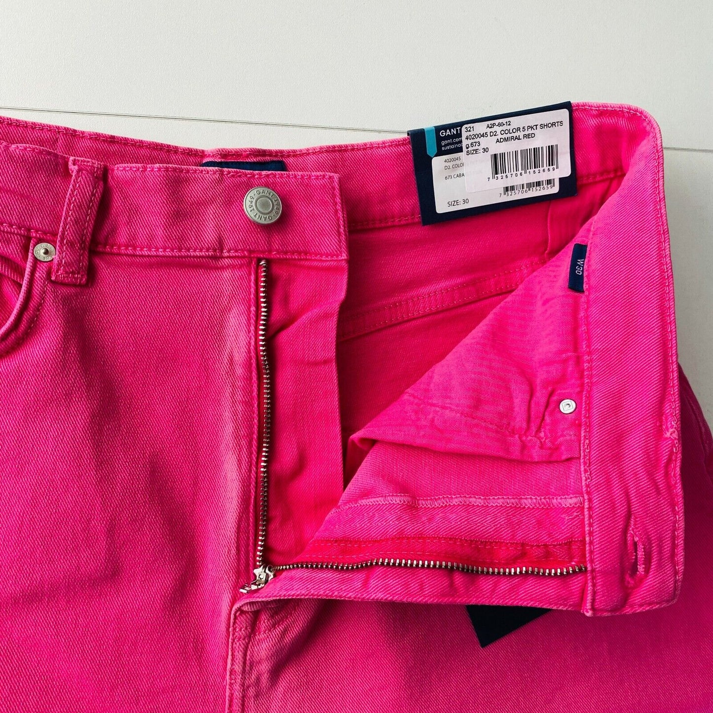 GANT Women Pink Regular Fit Denim Shorts Size W30