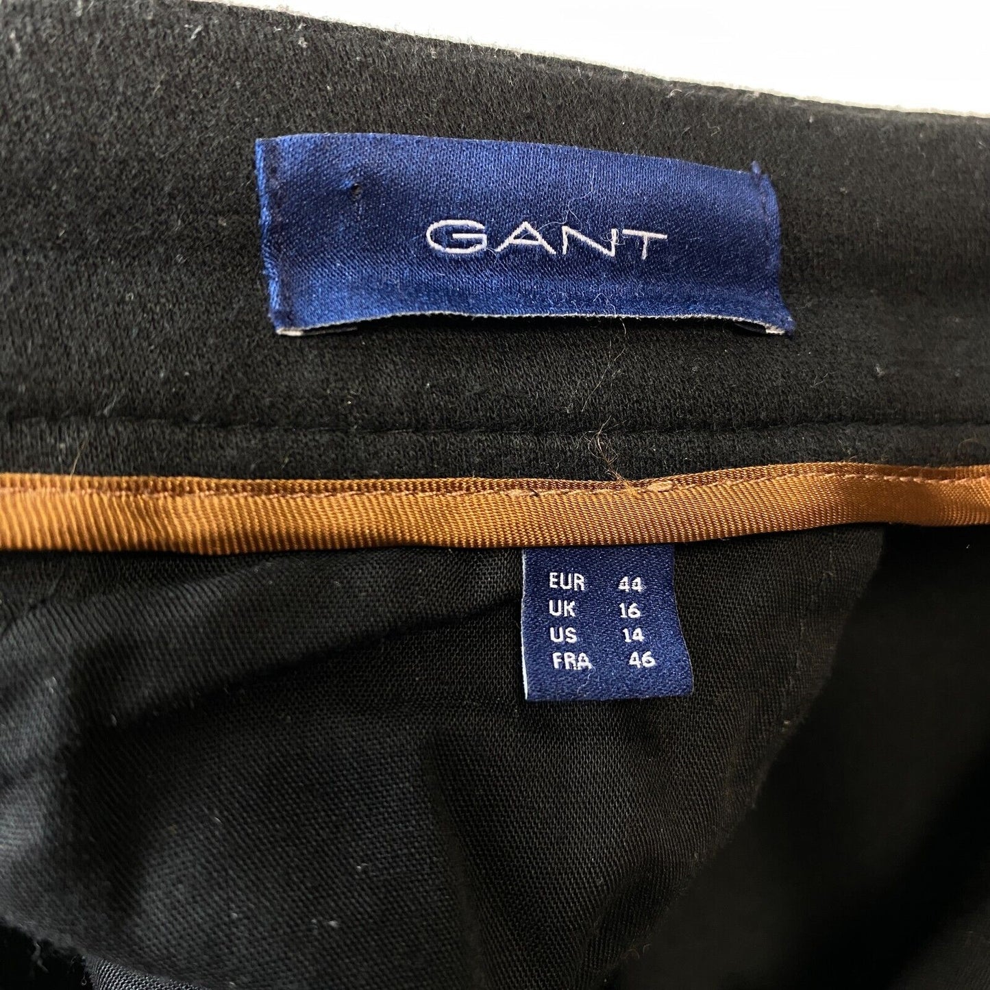 GANT Women Black Regular Fit Cropped Dress Trousers Size EUR 44 UK 16 US 14