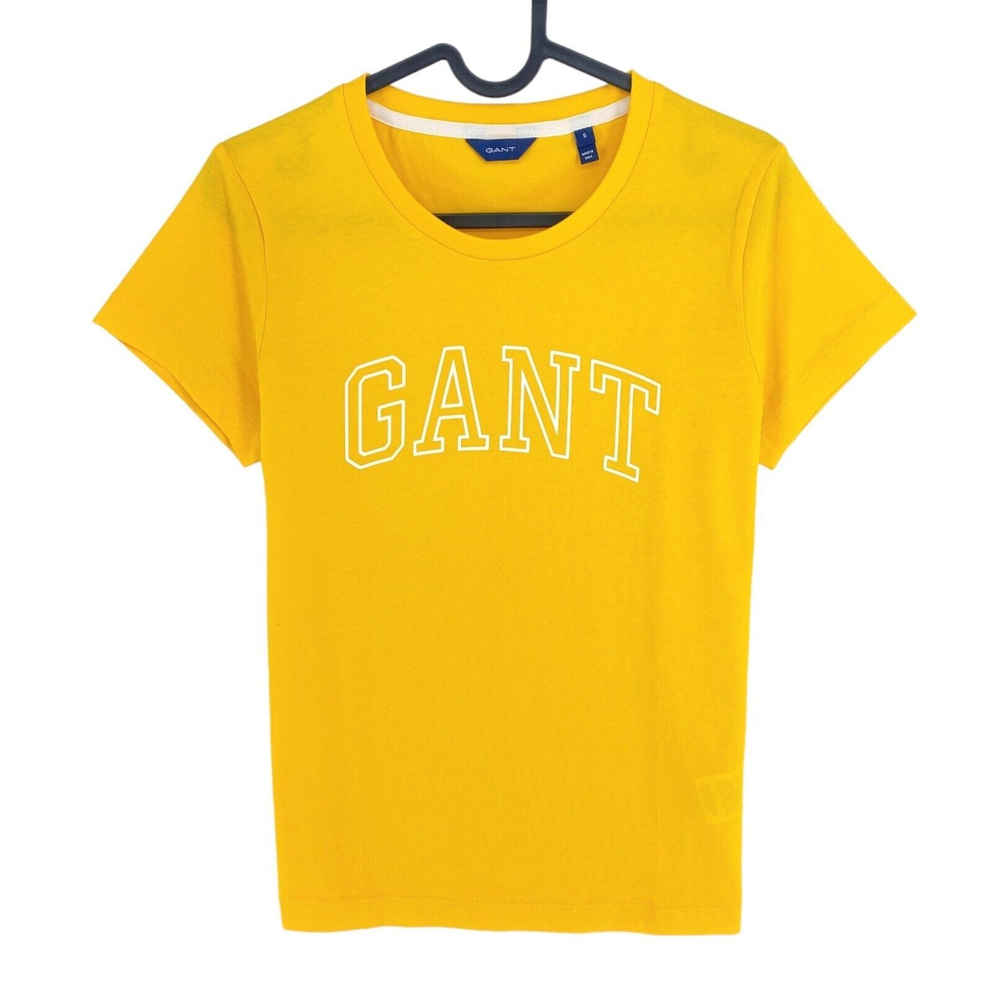 GANT T-Shirt mit Rundhalsausschnitt und Logo, Gelb, Größe S