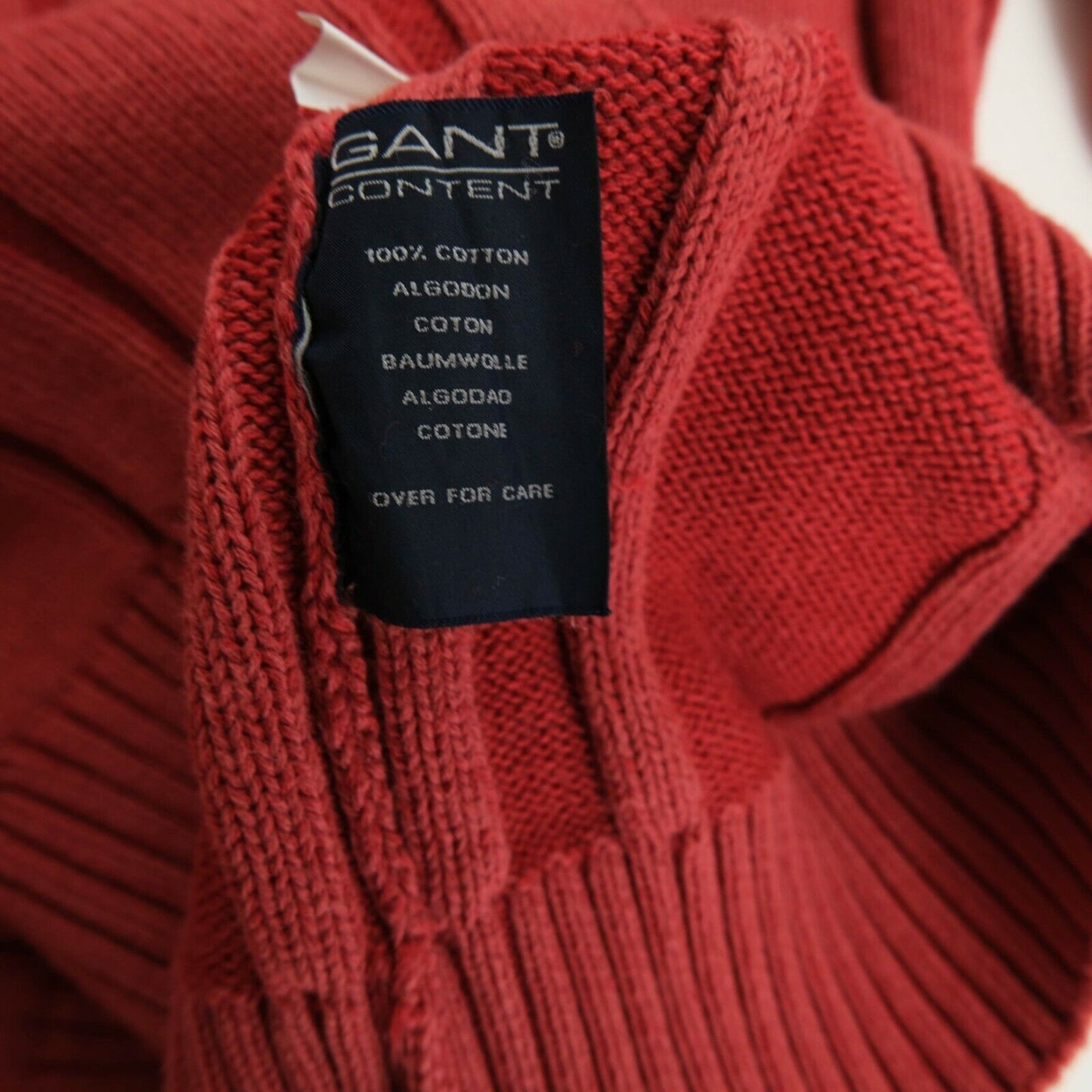 GANT Red Plated Rustic Cotton V Neck Sweater Jumper Size M