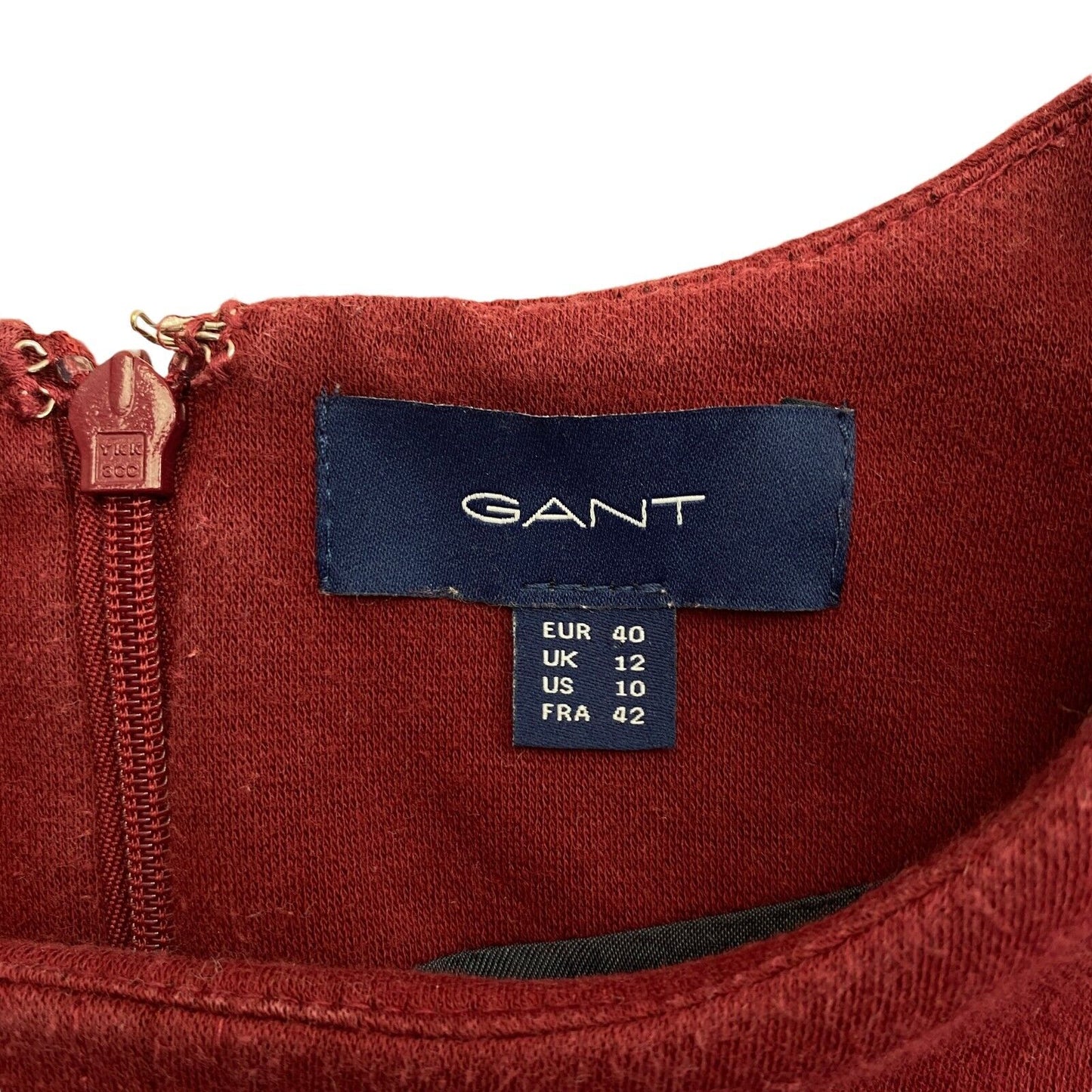 GANT Dark Red Long Sleeves Crew Neck Flared Dress Size EU 40 UK 12 US 10