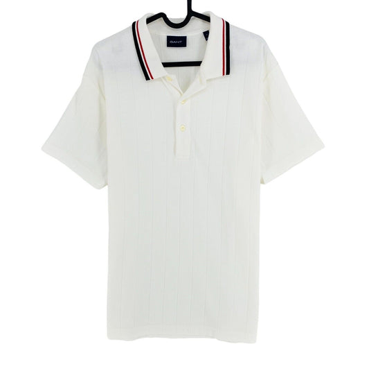 GANT White Contrast Tipping Pique Rugger Polo Shirt Size L