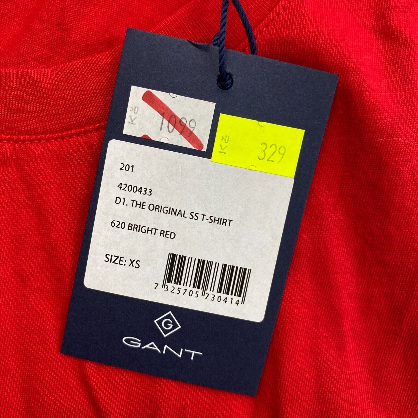 GANT Red Original Crew Neck T Shirt Size XS