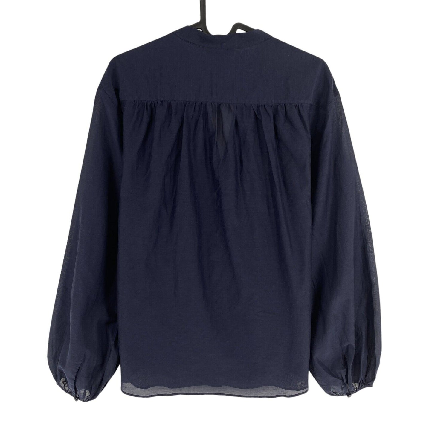 GANT Women Navy Blue Relaxed Cotton Silk Long Sleeve Blouse Size EU 36 UK 8 US 6