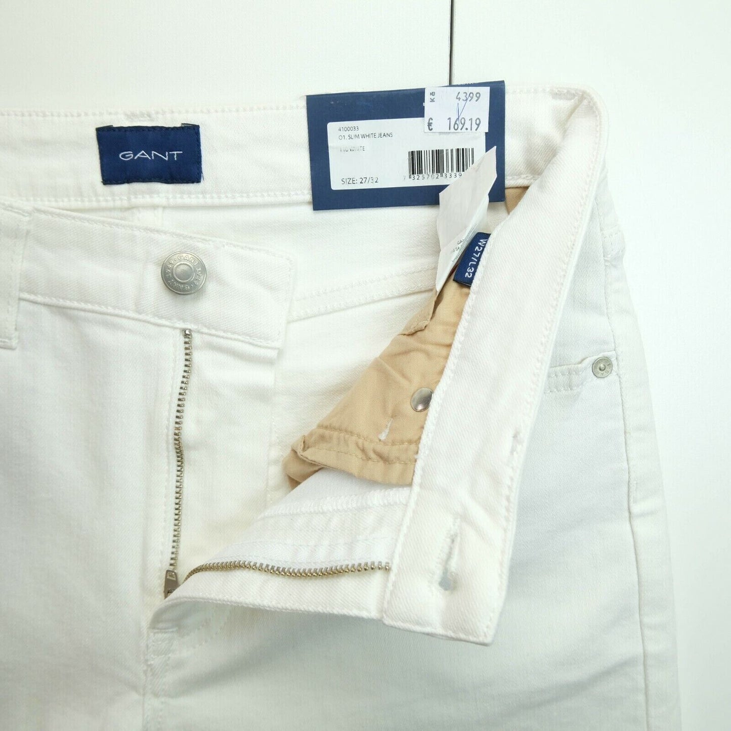 GANT Women White Slim Tapered Fit Jeans Size W27 L32