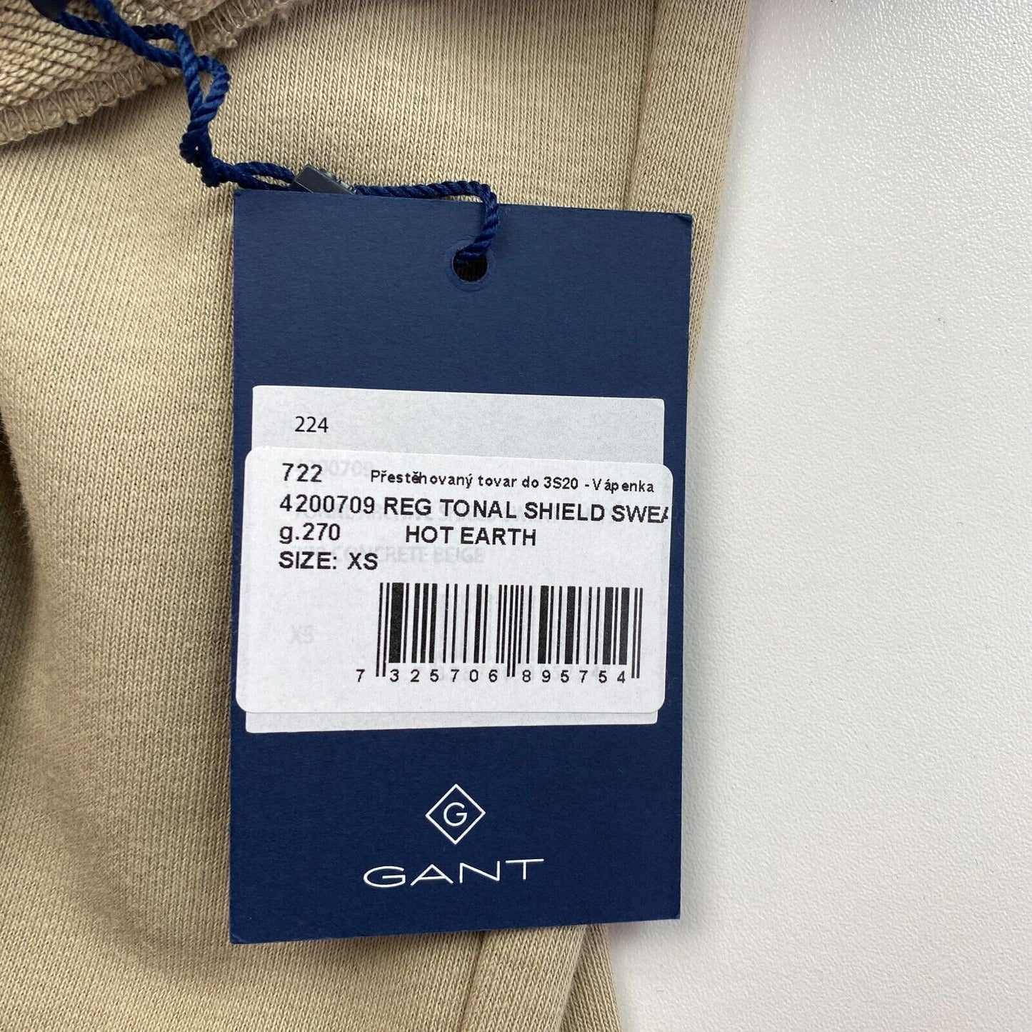 GANT Beige Reg Tonal Archive Shield Jogginghose Hose Größe XS